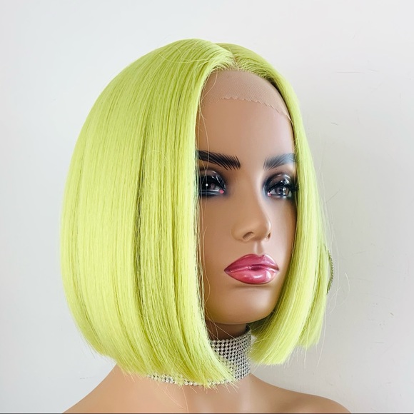 Gorgeous Green Lemon Premium Fiber Lace Front Wig for Daily Wear or Events - Picture 4 of 8